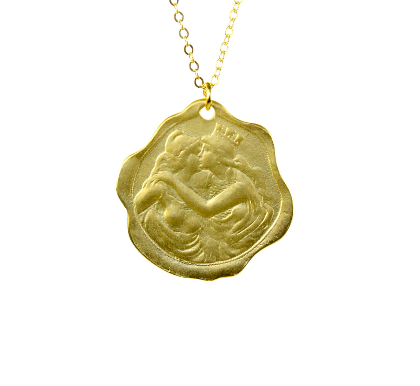Caressing Females Ancient Coin Pendant | 3017