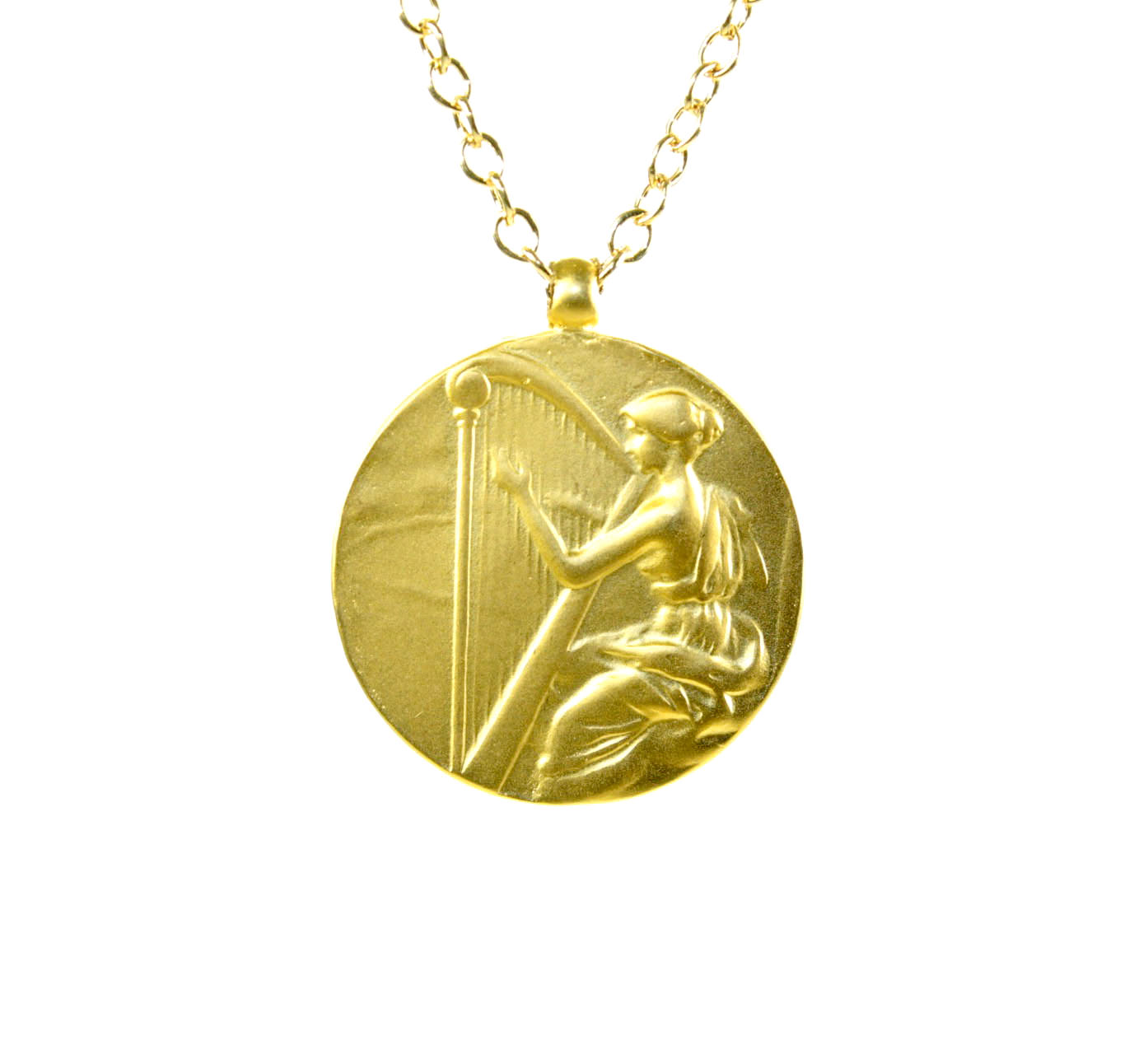 Harp & Female Antique Coin Pendant | 3026