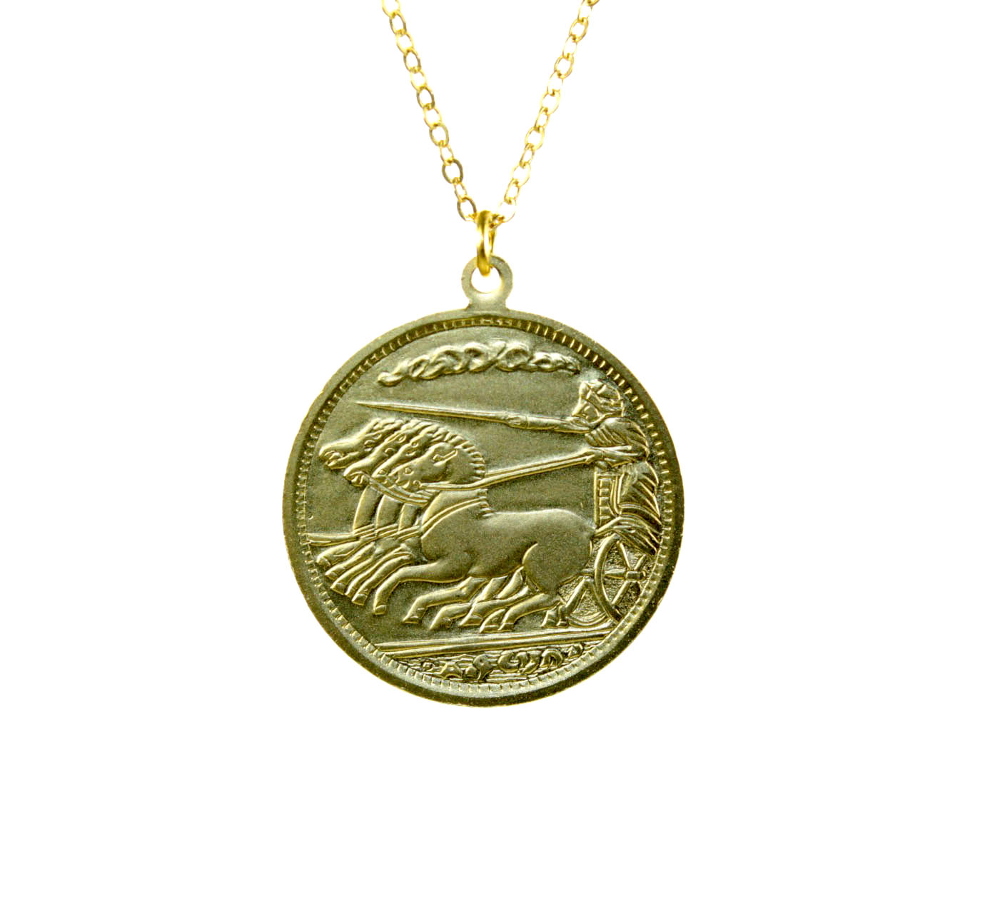 Chariot & Warrior Antique Coin Pendant | 3427
