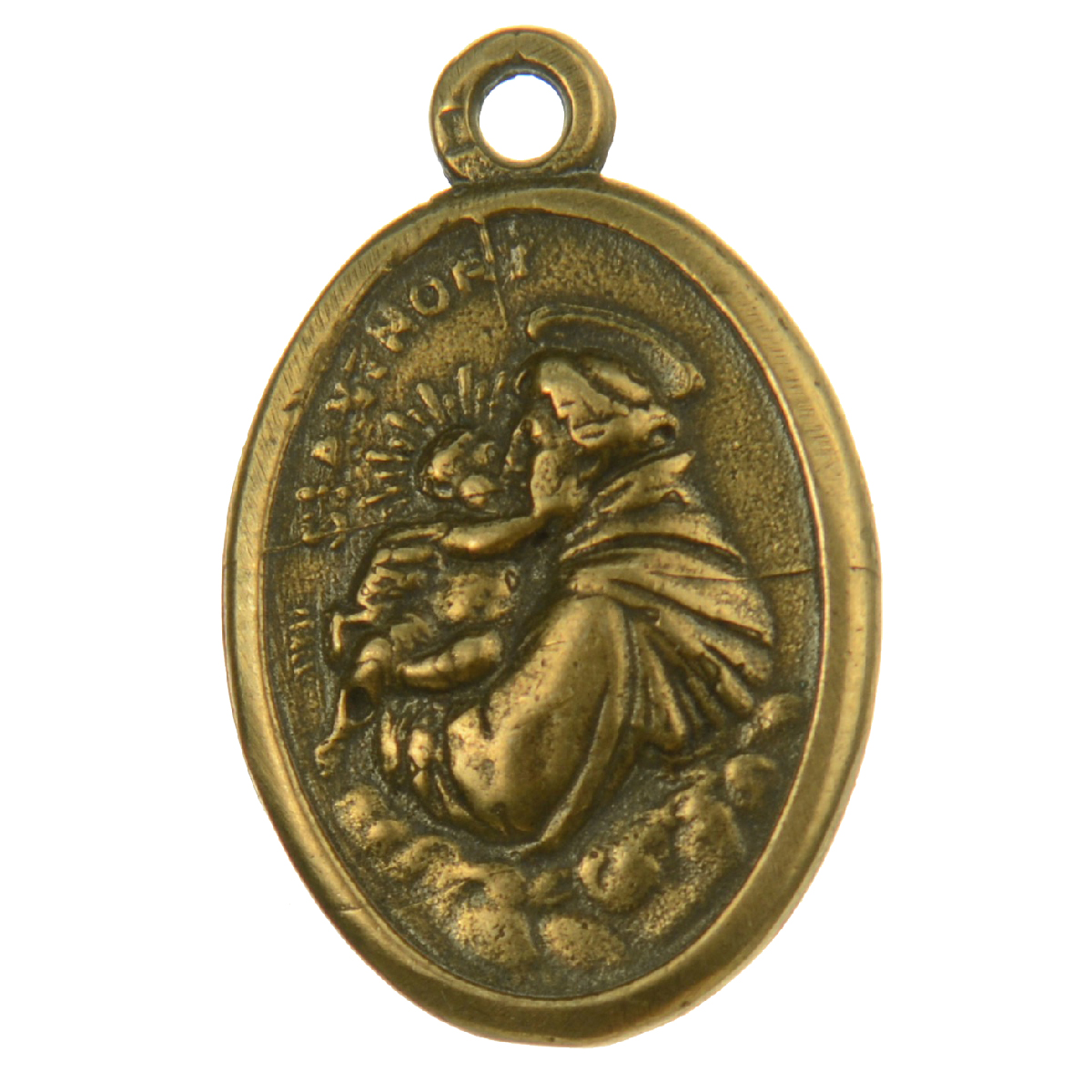 Man & Child Oval Antique Pendant Medallion | 4006