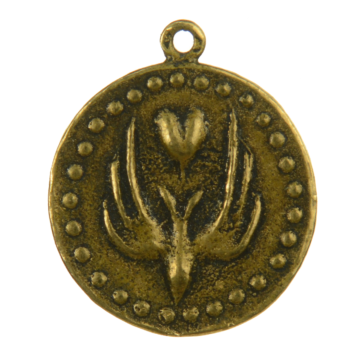 Engrailed Dove & Heart Antique Medallion | 4093