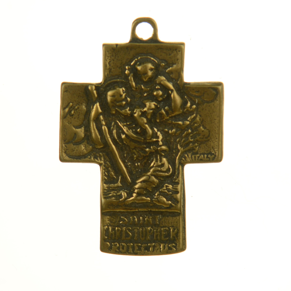 Cross Italian St. Christopher Protect Us Medallion | 4096