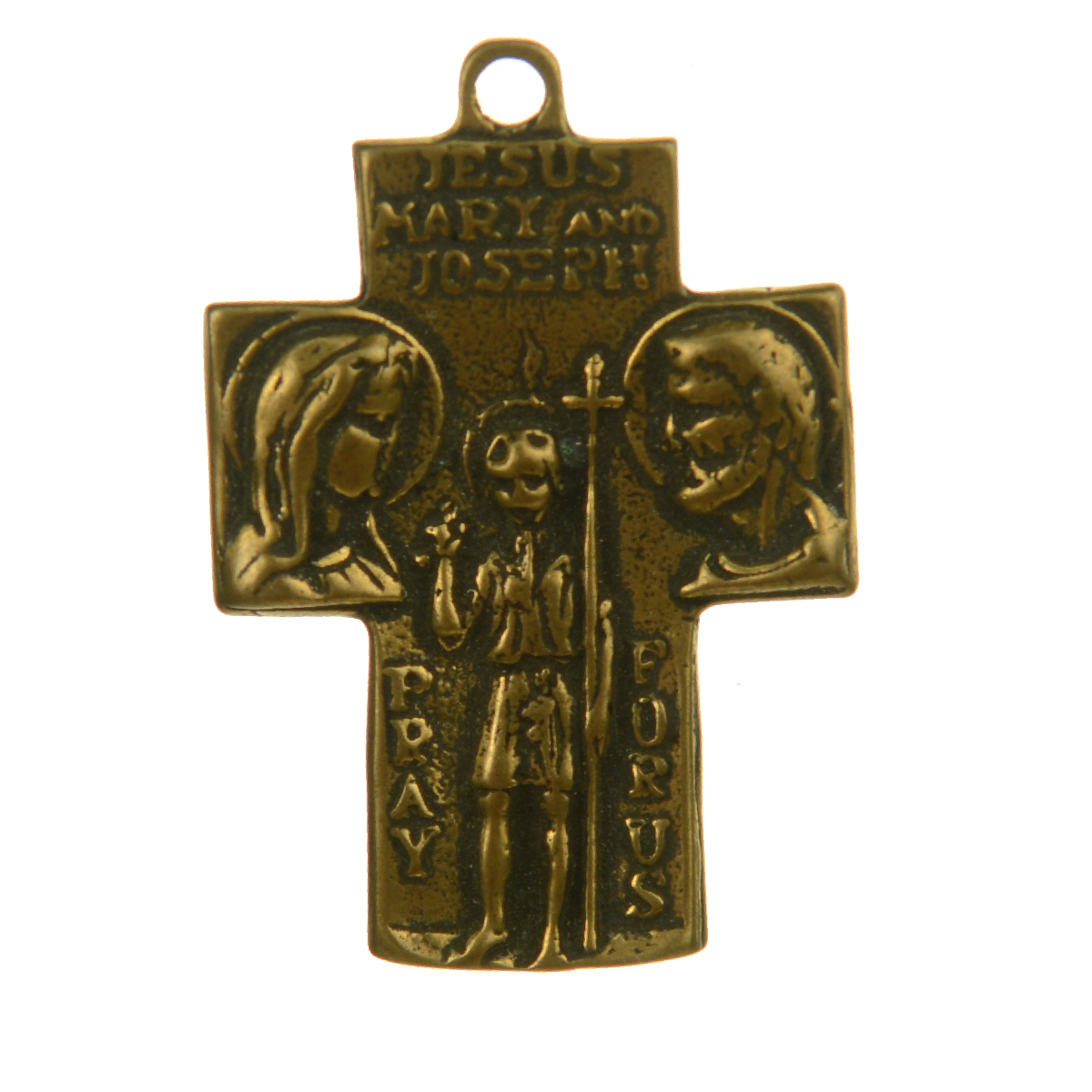 Jesus Mary & Joseph Pray For Us Cross Medallion | 4097