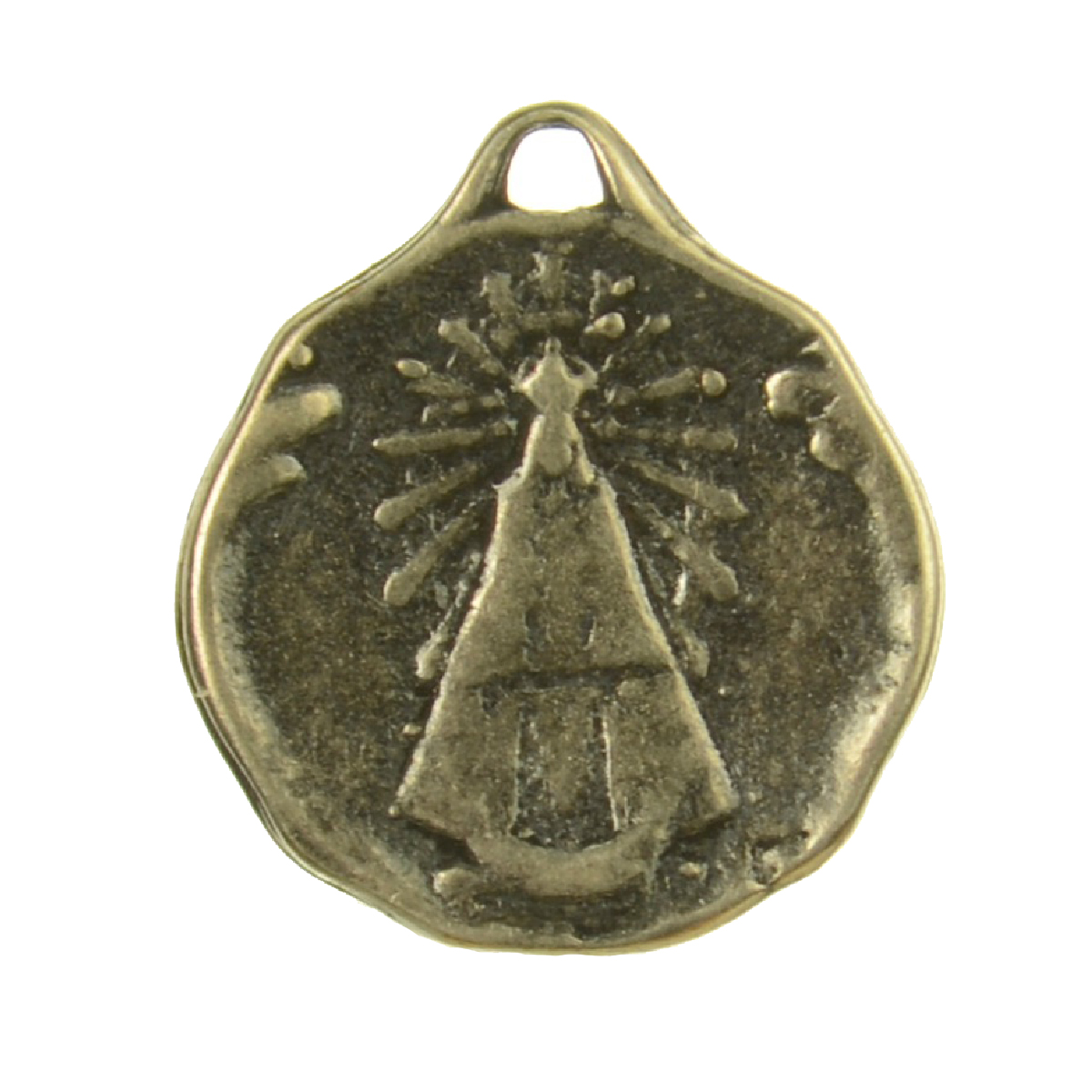 Archaic Blessed Virgin Mary Hammered Medallion Coin | 4144