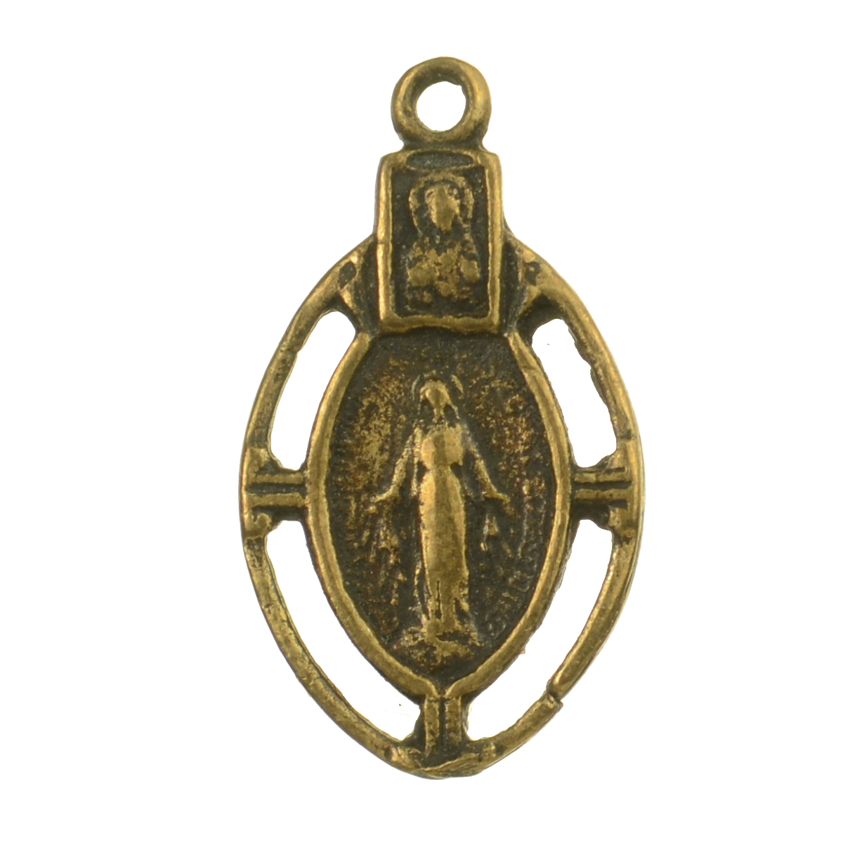 Open Oval Mother Mary Aged Medallion | 4149