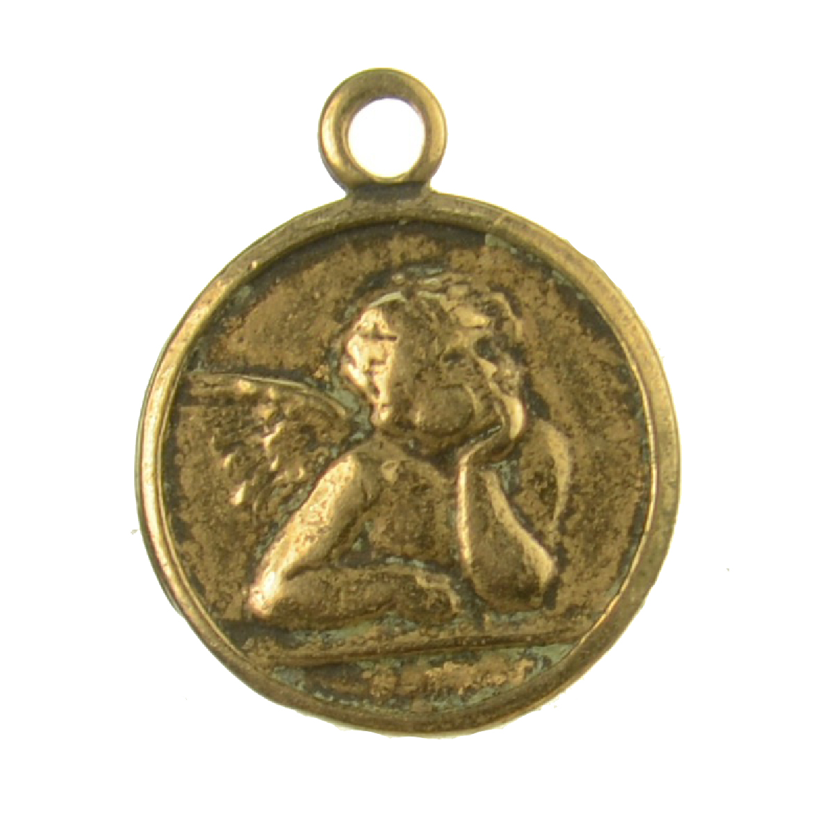 Antique Round Coin Angel Child Medallion | 4196