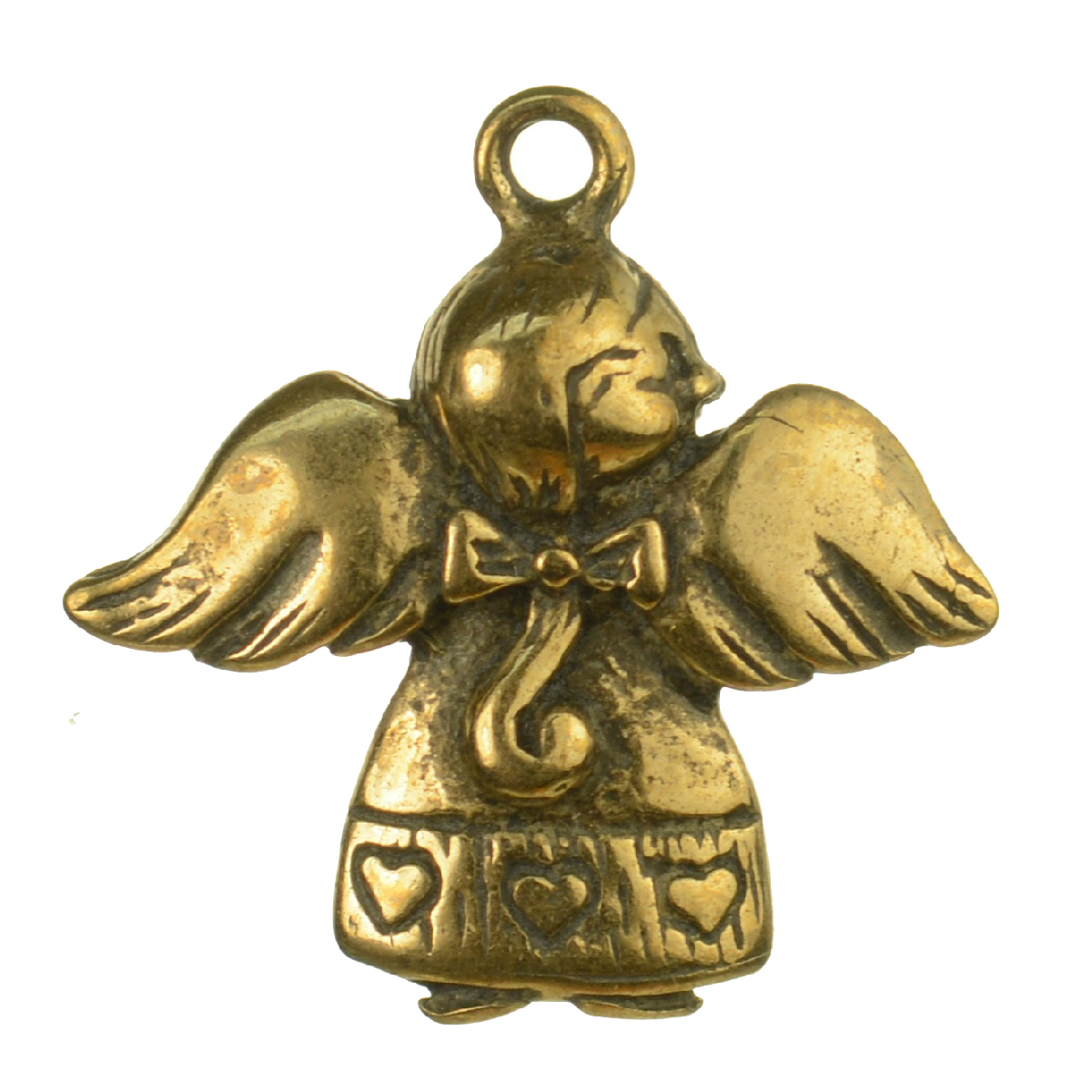 Antique Faceless Winged Angel With Hearts Medallion | 4212