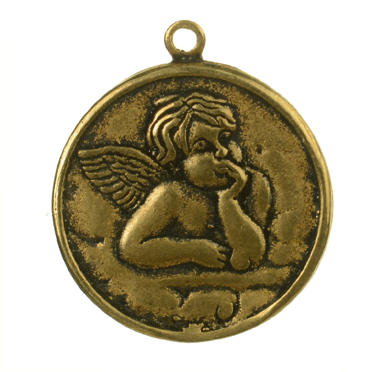 Angel Round Antique Coin Medallion | 4218